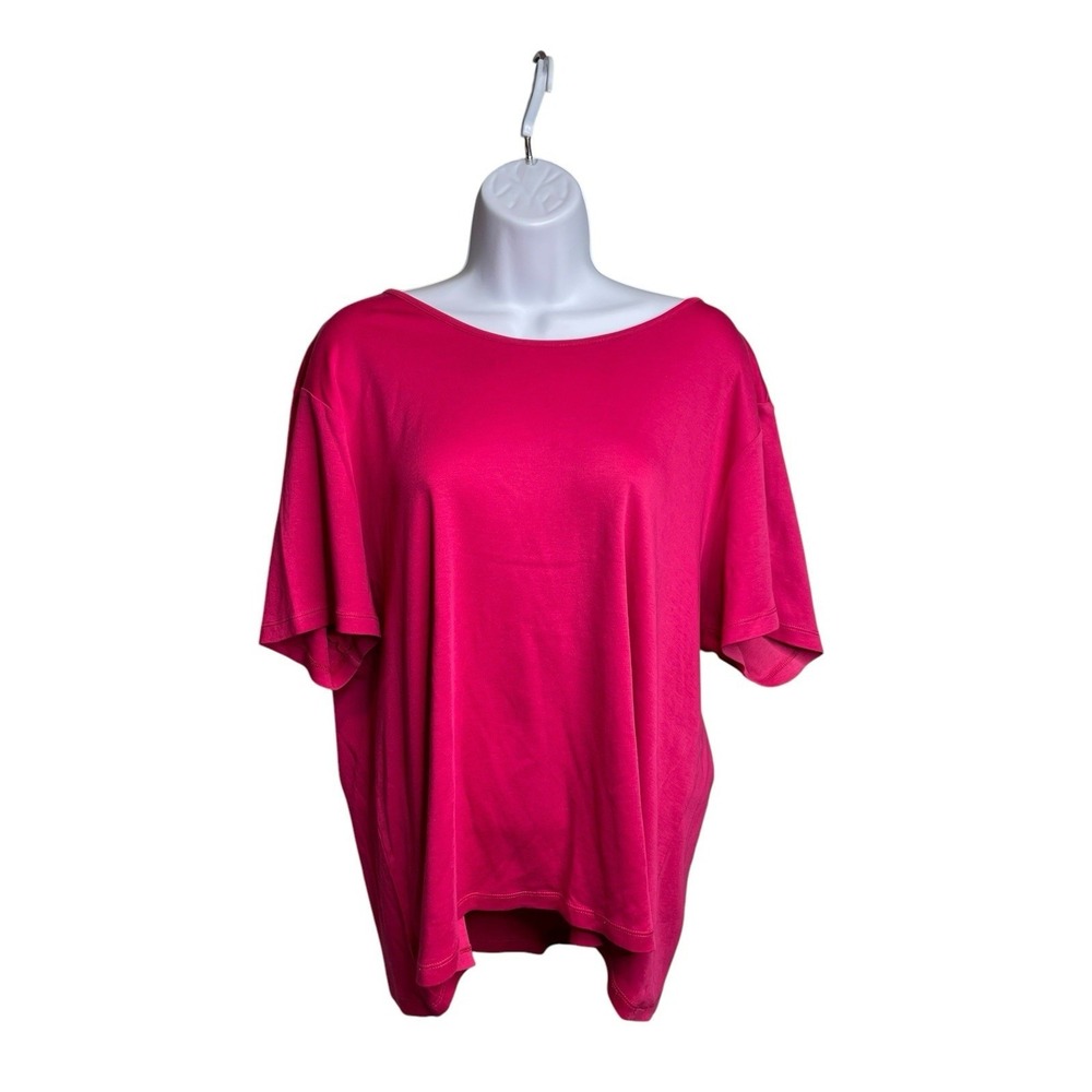 LL Bean Women's Hot Pink Supima Cotton Casual Top Size‎ 1X Preppy Classic Staple